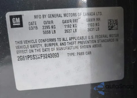 2015 Cadillac Xts Premium from USA, damaged, VIN 2G61P5S3XF9243093